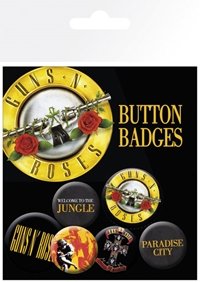 GUNS N ROSES - Badge Pack - Lyrics and Logos X4 - Guns N' Roses: Gb Eye - Merchandise - GUNS N ROSES - 5028486235117 - 3. juni 2019