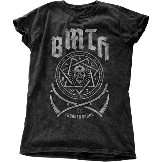 Bring Me The Horizon Ladies T-Shirt: Crooked (Snow Wash) - Bring Me The Horizon - Produtos - MERCHANDISE - 5055979980117 - 28 de fevereiro de 2017