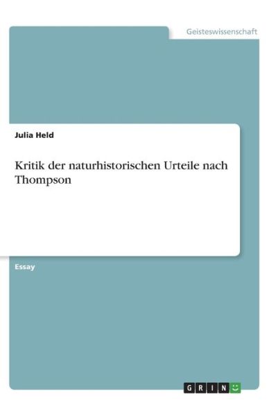 Cover for Held · Kritik der naturhistorischen Urtei (Book)