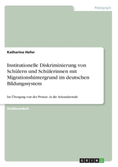 Cover for Hofer · Institutionelle Diskriminierung v (Book)