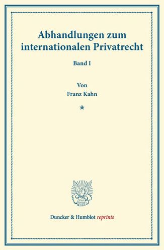 Cover for Kahn · Abhandlungen zum internationalen P (Book) (2013)