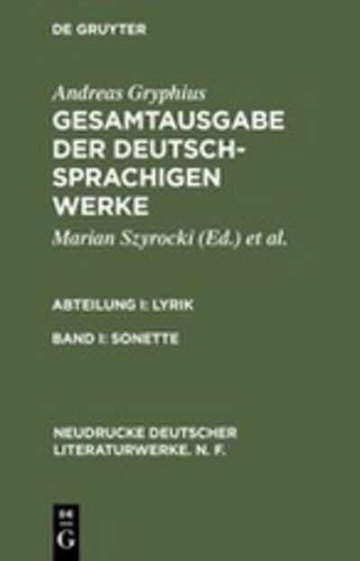 Cover for Gryphius · Gesamtausgabe.01 (Bok) (1963)