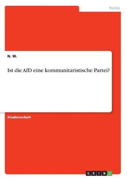 Cover for W. · Ist die AfD eine kommunitaristische (Buch)