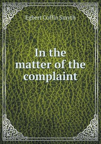 Cover for Egbert Coffin Smyth · In the Matter of the Complaint (Paperback Bog) (2013)