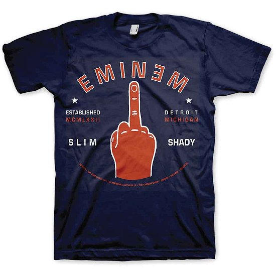 Cover for Eminem · Eminem Unisex T-Shirt: Detroit Finger (T-shirt) [size L] [Blue - Unisex edition] (2015)