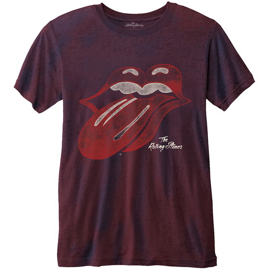 Cover for The Rolling Stones · ROLLING STONES - T-Shirt BurnOut - Vintage Tongue (Toys) [size M] [Blue, Red - Unisex edition]