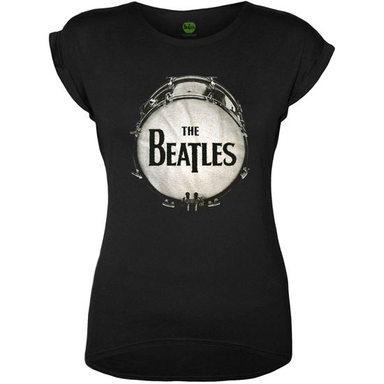 The Beatles Ladies T-Shirt: Drum (Caviar Beads) - The Beatles - Produtos - Apple Corps - Apparel - 5056170600118 - 