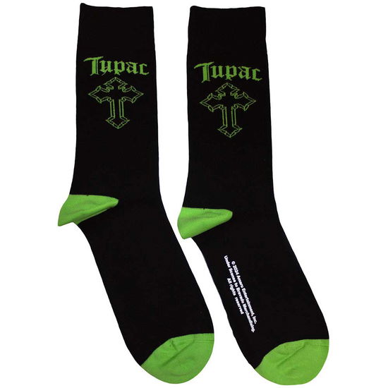 Tupac Unisex Ankle Socks: Green Cross (Black) (UK Size 7 - 11) - Tupac - Produtos -  - 5056737265118 - 16 de julho de 2024