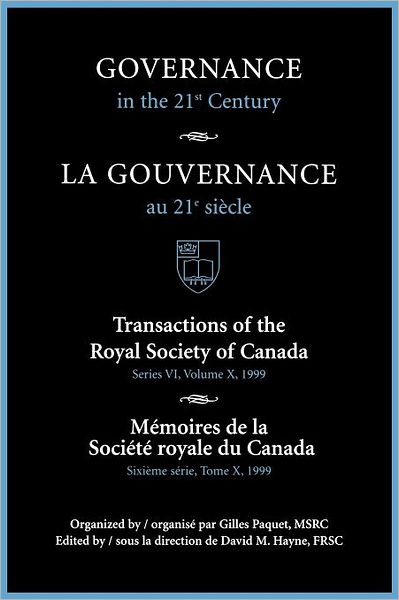 Cover for 1 · Governance in the 21st Century / Gouvernance au 21e Siecle - Transactions of the Royal Society of Canada / Memoires de la Societe Royale du Canada (Paperback Bog) (2000)