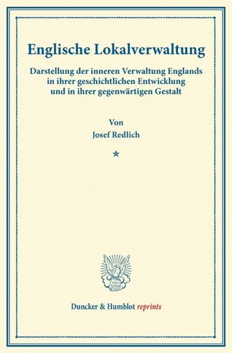 Cover for Redlich · Englische Lokalverwaltung. (Book) (2013)