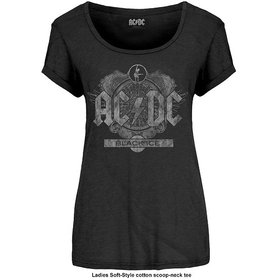 AC/DC Ladies T-Shirt: Black Ice - AC/DC - Produtos -  - 5055979973119 - 