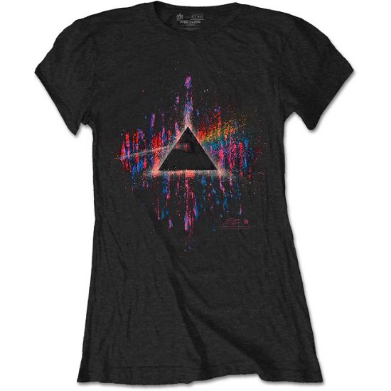 Pink Floyd Ladies T-Shirt: Dark Side of the Moon Pink Splatter - Pink Floyd - Produtos -  - 5056170645119 - 