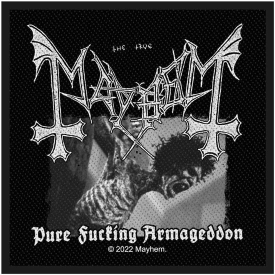 Mayhem Standard Woven Patch: Pure Fucking Armageddon - Mayhem - Merchandise - Razamataz - 5056365720119 - 3. März 2023