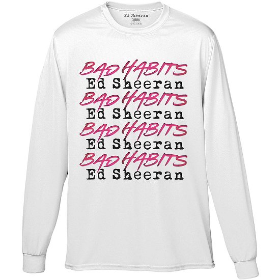 Cover for Ed Sheeran · Ed Sheeran Unisex Long Sleeve T-Shirt: Bad Habits Stack (Bekleidung) [size L] [White - Unisex edition]