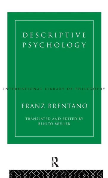 Cover for Franz Brentano · Descriptive Psychology - International Library of Philosophy (Innbunden bok) (1995)