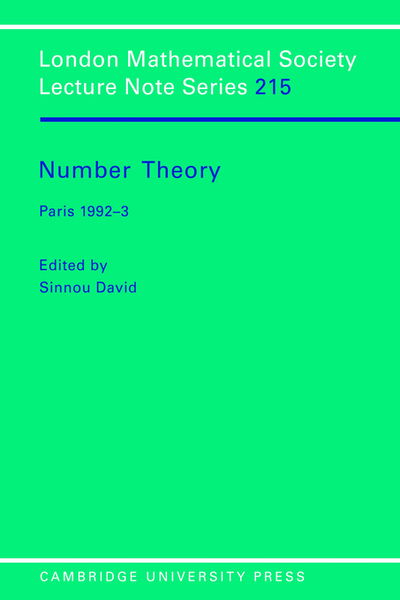 Cover for Soeminaire De Thoeorie Des Nombres De Paris · Number Theory: Paris 1992–3 - London Mathematical Society Lecture Note Series (Taschenbuch) [14 Rev edition] (1995)