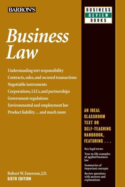 Cover for Robert W. Emerson · Business Law - Barron's Business Review (Paperback Book) [Sixth edition] (2015)