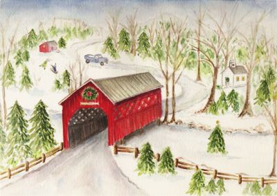 Cover for Peter Pauper Press Inc. · Covered Bridge Deluxe Boxed Holiday Cards (Cards) (2022)