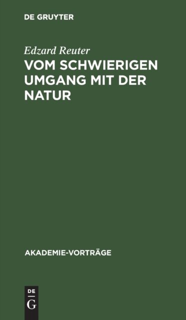 Cover for Edzard Reuter · Vom Schwierigen Umgang Mit Der Natur (Hardcover Book) (1990)