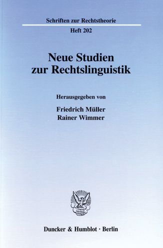 Cover for F. Müller · Neue Studien zur Rechtsling. (Book) (2001)