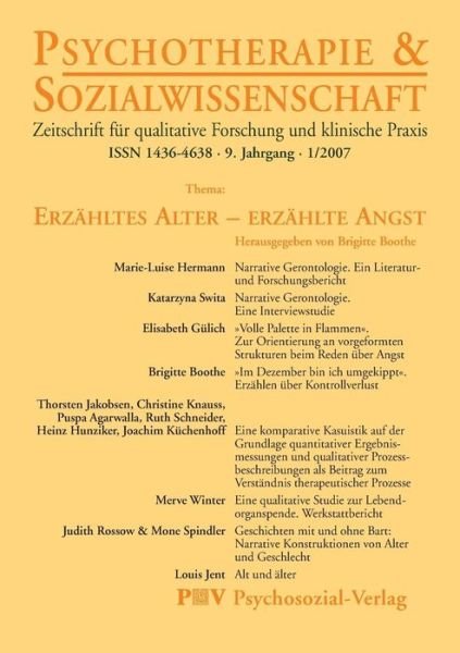 Psychotherapie & Sozialwissenschaft 1/2007 - Brigitte Boothe - Kirjat - Psychosozial-Verlag - 9783898067119 - sunnuntai 1. heinäkuuta 2007