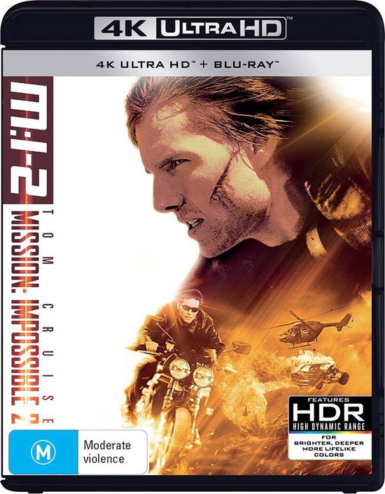 M:i-2 (Mission: Impossible 2) (4k / Blu-ray) - Cruise, Tom, Newton, Thandie, Rhames, Ving, Scott, Dougray, Roxburgh, Richard, Polson, John, Gleeson, Brendan, Serbedzija, Rade, Mapother, William, Purcell, Dominic, Wilkinson, Mathew, Bell, Nicholas, Brogeras, Cristina, Chan, Kee, Fleming, Kim, Woo, Joh - Movies - UNIVERSAL SONY PICTURES P/L - 9317731143120 - July 11, 2018