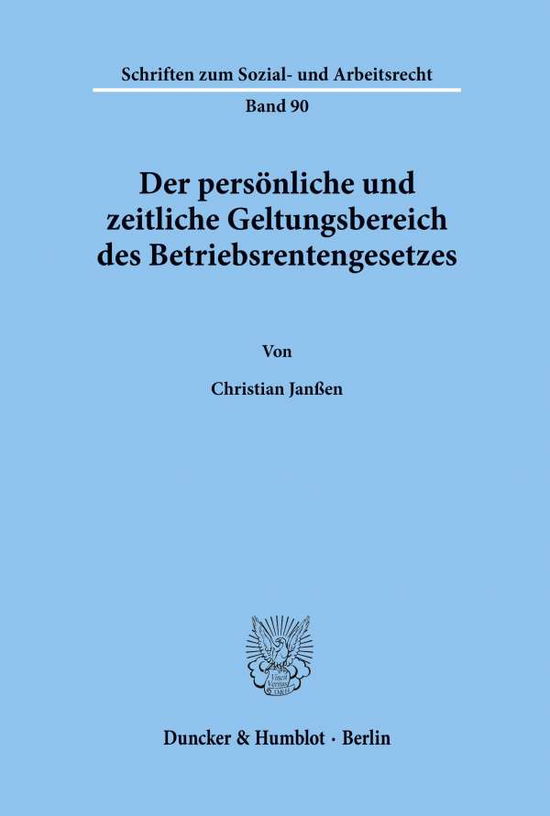 Cover for Janßen · Der persönliche und zeitliche Ge (Book) (1988)