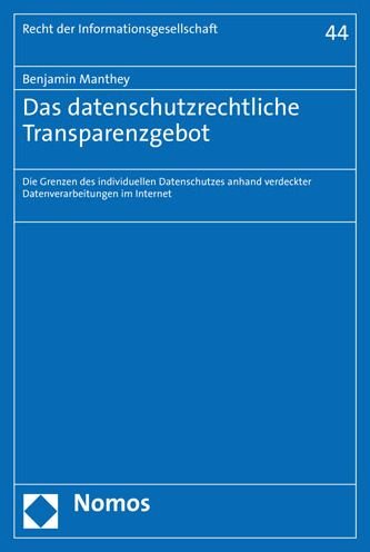 Cover for Manthey · Das datenschutzrechtliche Trans (Book) (2020)
