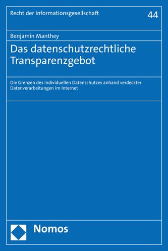 Cover for Manthey · Das datenschutzrechtliche Trans (Buch) (2020)