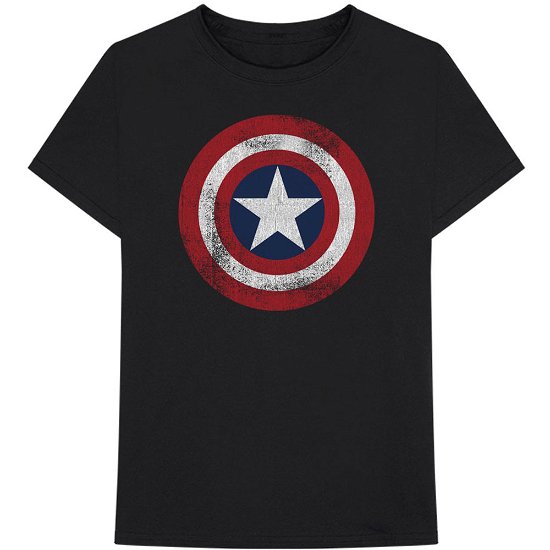 Marvel Comics Unisex T-Shirt: Captain America Distressed Shield - Marvel Comics - Produtos -  - 5056368625121 - 