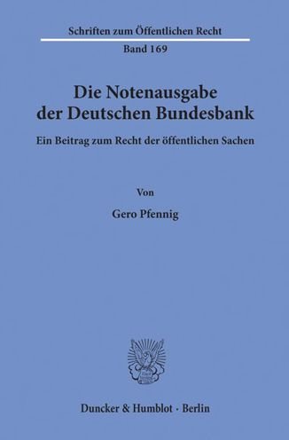 Cover for Pfennig · Die Notenausgabe der Deutschen (Book) (1971)