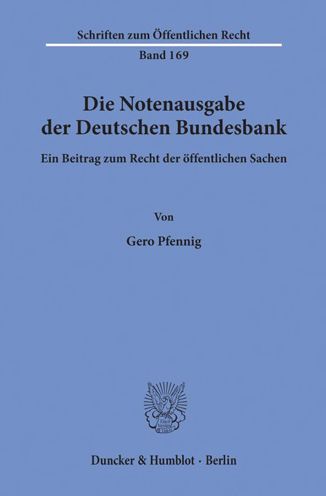 Cover for Pfennig · Die Notenausgabe der Deutschen (Book) (1971)