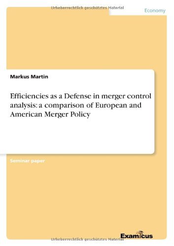 Cover for Martin · Efficiencies as a Defense in mer (Paperback Book) (2012)