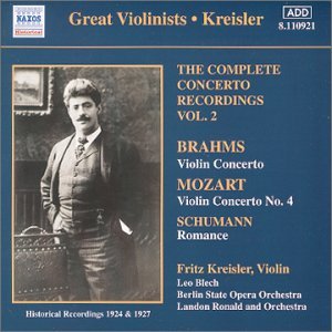 Great Violinists: Kreisler Compl Cto Recordings 2 - Kreisler / Brahms / Mozart / Schumann / Blech - Musik - Naxos Historical - 0636943192122 - 14. November 2000
