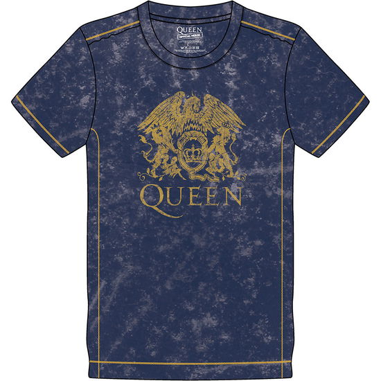 Queen Unisex T-Shirt: Classic Crest (Wash Collection) - Queen - Merchandise -  - 5056368644122 - 