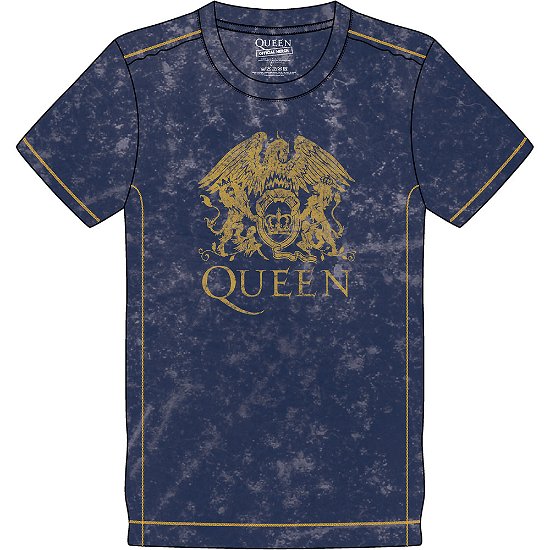 Cover for Queen · Queen Unisex T-Shirt: Classic Crest (Wash Collection) (T-shirt) [size S] [Blue - Unisex edition]
