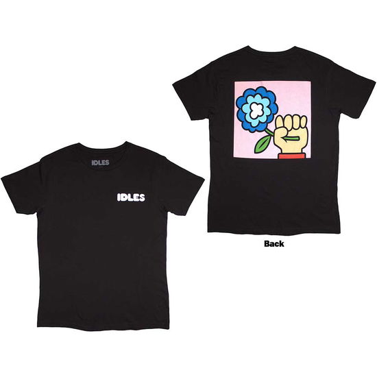 Cover for Idles · Idles Unisex T-Shirt: Cartoon Flower (Black) (Back Print) (T-shirt) [size S] (2024)