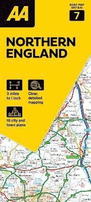 Cover for AA Road Map Northern England - AA Road Map Britain series (Kartor) [8 New edition] (2024)