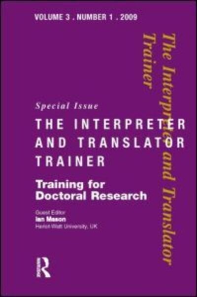 Cover for J IAN Mason · Training for Doctoral Research (Hardcover bog) (2009)