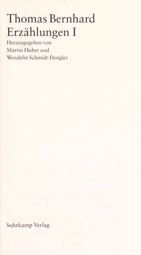 Cover for Thomas Bernhard · Erzahlungen 2 (Hardcover Book) (2006)