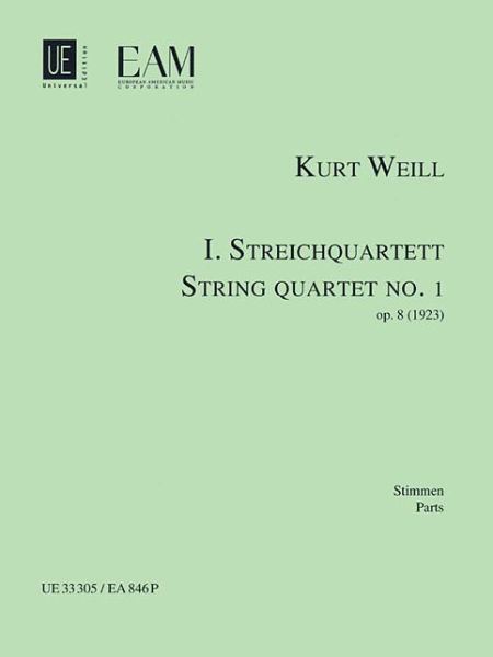 Cover for Kurt Weill · String Quartet No. 1, Op. 8 (Paperback Book) (2006)