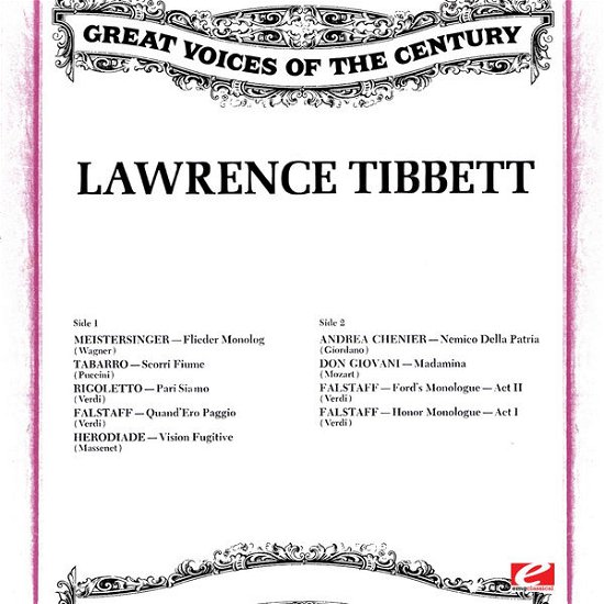 Cover for Lawrence Tibbett · Great Voices of the Century: L (CD) (2015)