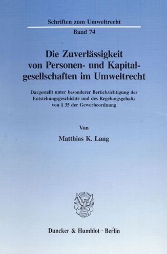 Cover for Lang · Die Zuverlässigkeit von Personen- (Book) (1997)