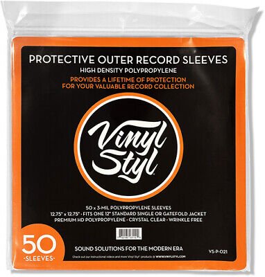 Vinyl Styl® 12 Inch Vinyl Record Outer Sleeve Polypropylene 50 PCS (Crystal Clear) - Vinyl Styl - Musiikki -  - 0762185031124 - torstai 2. maaliskuuta 2023