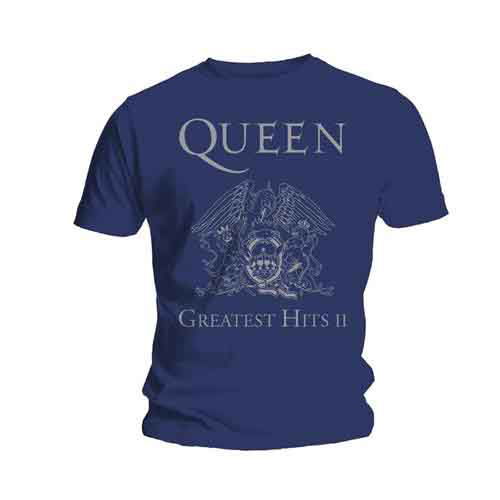 Queen Unisex T-Shirt: Greatest Hits II (Blue) - Queen - Produtos - Bravado - 5023209343124 - 2 de novembro de 2013
