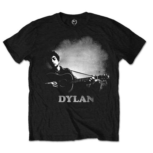 Bob Dylan Unisex T-Shirt: Guitar & Logo - Bob Dylan - Merchandise - ROFF - 5055295378124 - 7. juli 2016