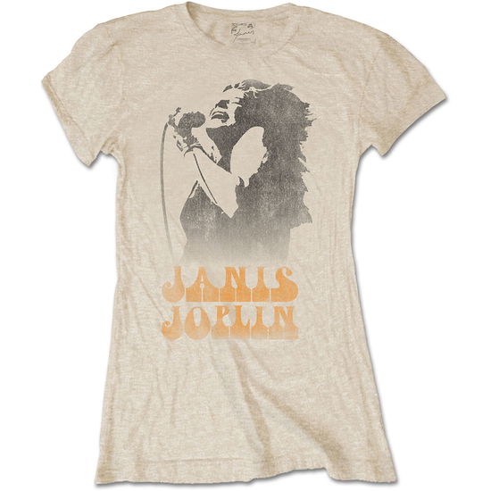 Cover for Janis Joplin · Janis Joplin Ladies T-Shirt: Working The Mic (Sand) (T-shirt) [size S] [Neutral - Ladies edition] (2019)