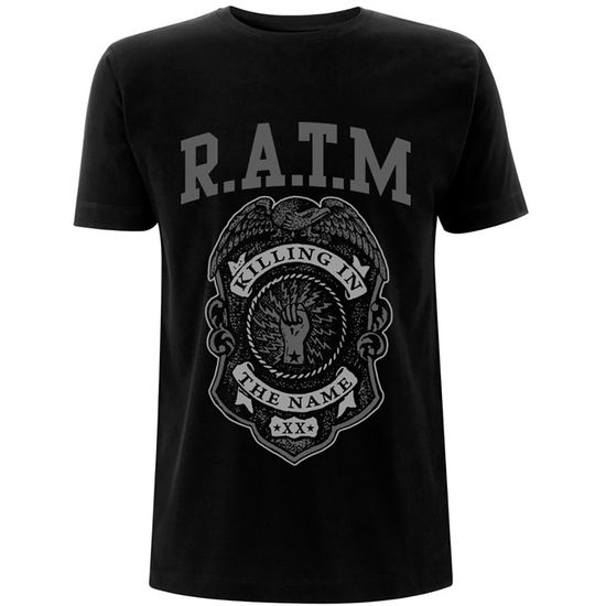 Cover for Rage Against The Machine · Rage Against The Machine Unisex T-Shirt: Grey Police Badge (T-shirt) [size S] [Black - Unisex edition] (2019)