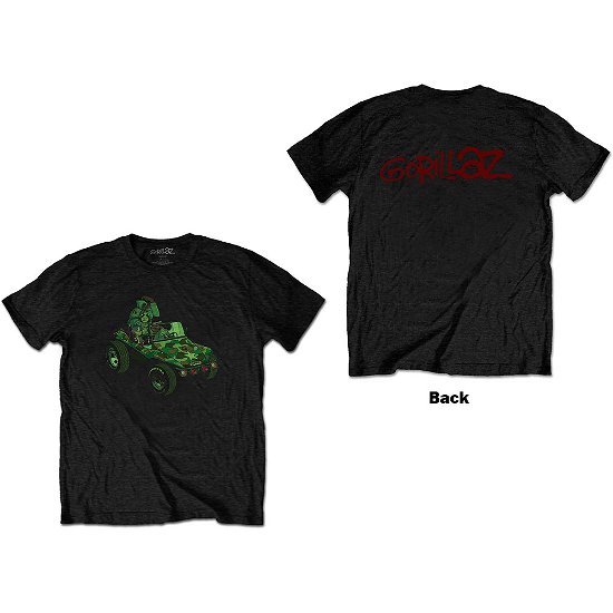 Gorillaz Unisex T-Shirt: Group Green Geep (Back Print) - Gorillaz - Merchandise -  - 5056561009124 - 