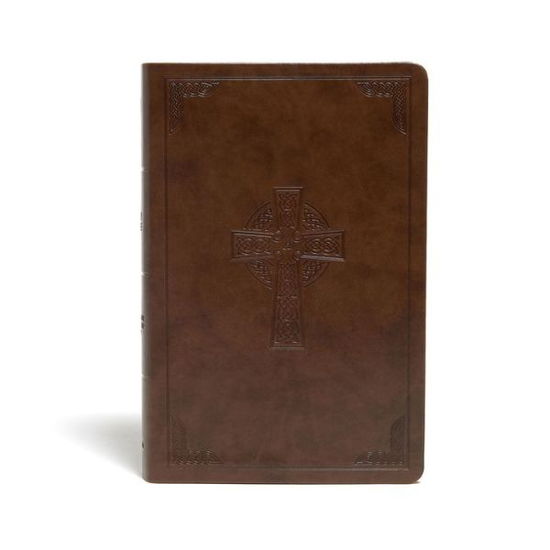 Cover for CSB Large-Print Personal-Size Reference Bible--soft leather-look, brown with Celtic cross (Book) (2021)